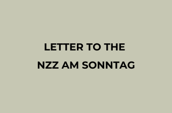 Letter to the NZZ AM Sonntag